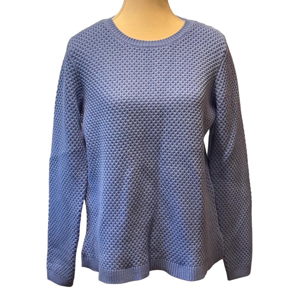 Appleseed's Women's Knit‎ Sweater Small Blue Textured Crew Neck Cotton Blend Top